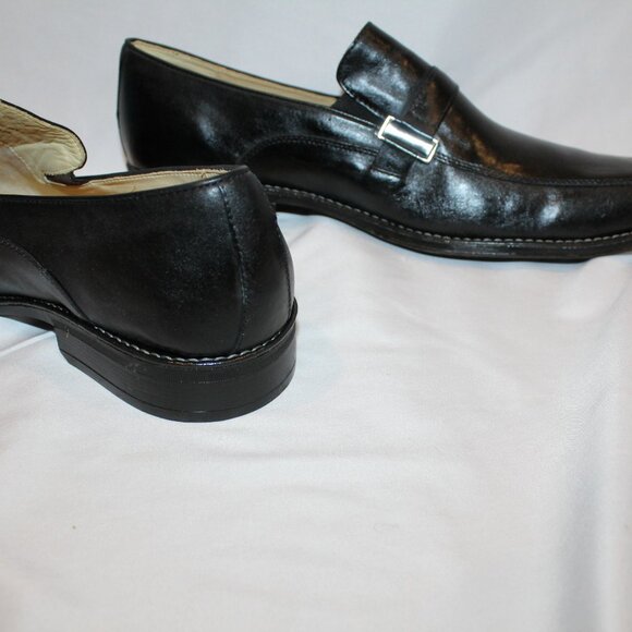 NEW SANDRO MOSCOLONI MEN\'S BLACK LEATHER MOC TOE‎ LOAFER SZ 13 main image 6